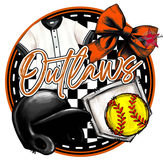 Outlaws Circle Softball Frame-Burnt Orange