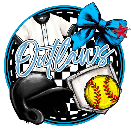Outlaws Circle Softball Frame-Carolina Blue