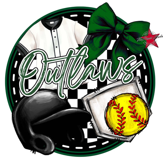 Outlaws Circle Softball Frame-Green