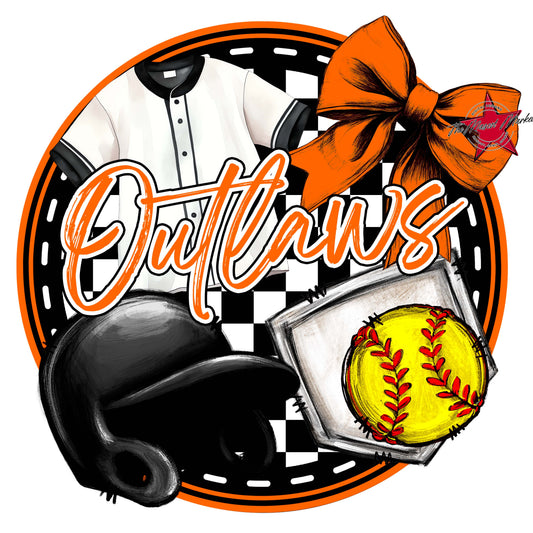 Outlaws Circle Softball Frame-Orange