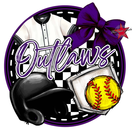 Outlaws Circle Softball Frame-Purple