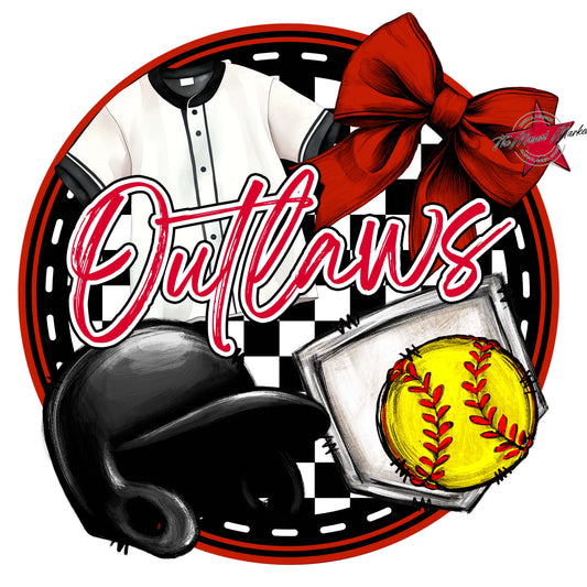 Outlaws Circle Softball Frame-Red