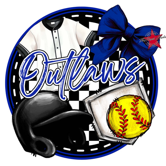 Outlaws Circle Softball Frame-Royal Blue