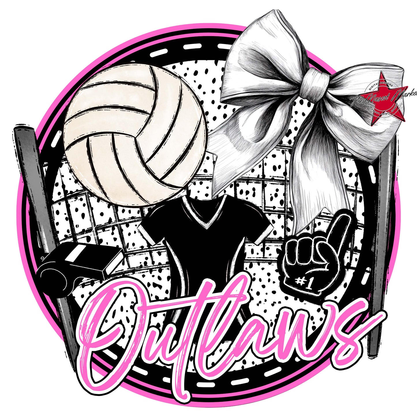 Outlaws Circle Volleyball Frame-Baby Pink