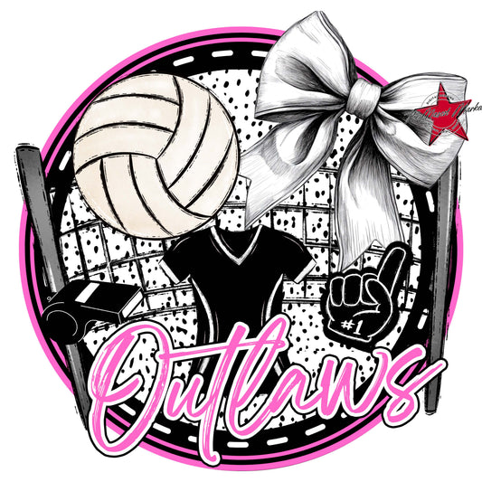 Outlaws Circle Volleyball Frame-Baby Pink