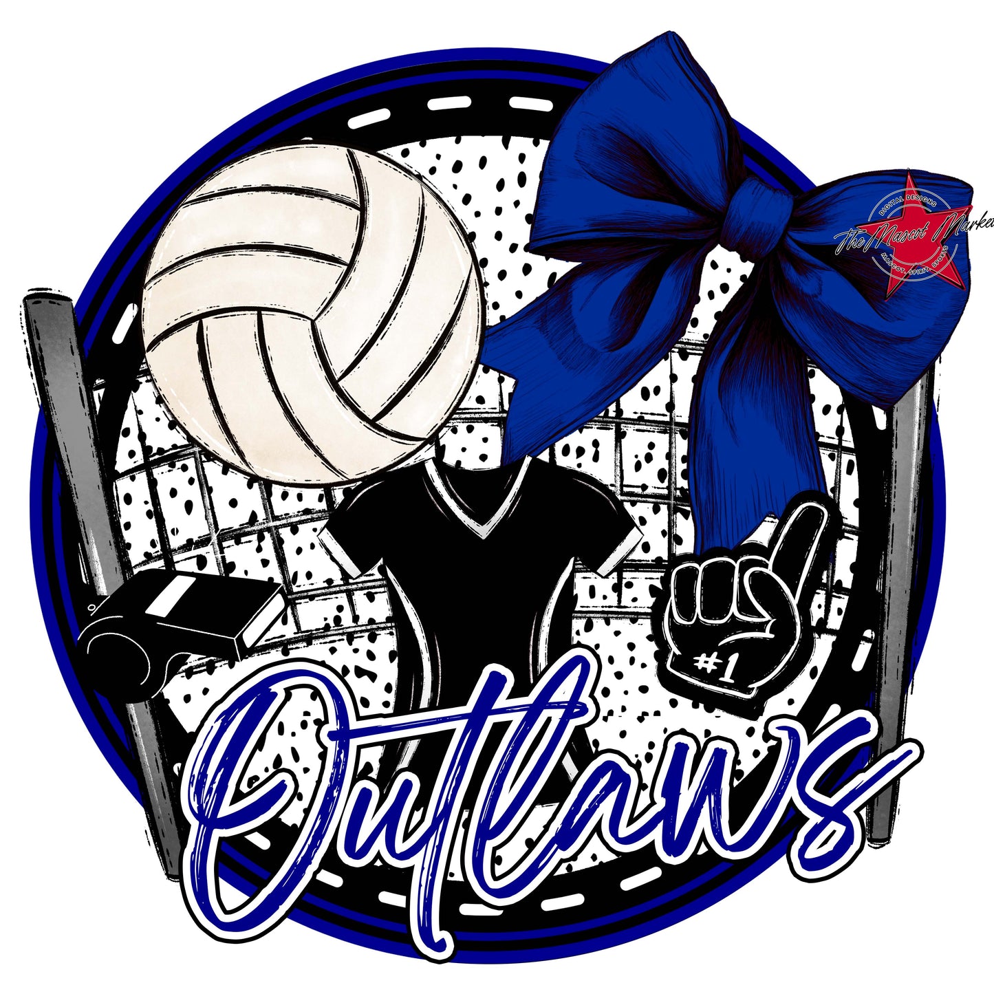 Outlaws Circle Volleyball Frame-Blue