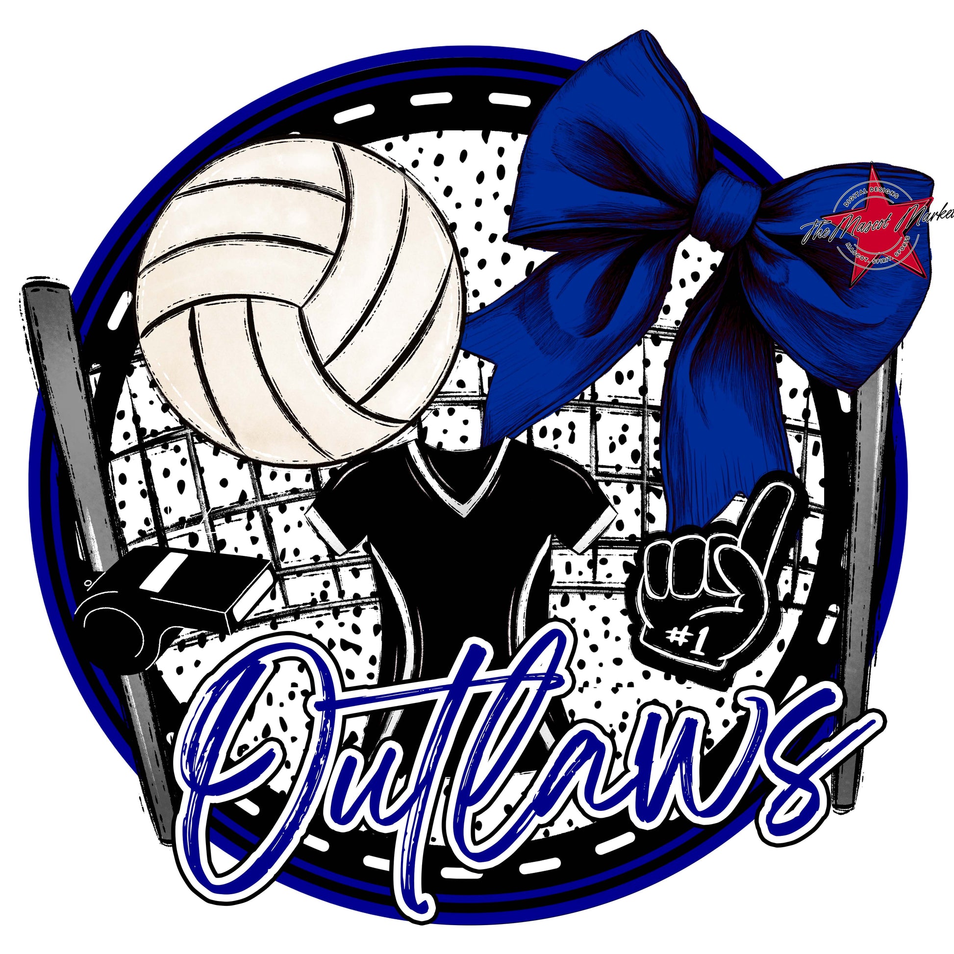 Outlaws Circle Volleyball Frame-Blue