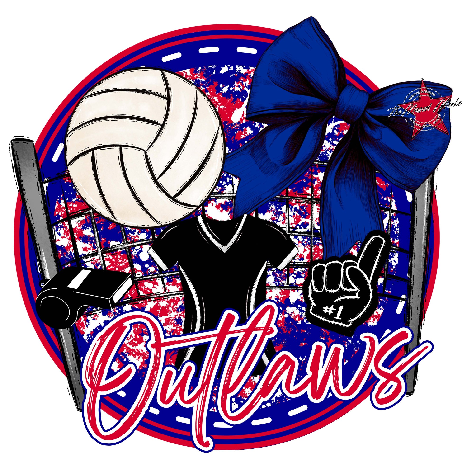 Outlaws Circle Volleyball Frame-Blue & Red