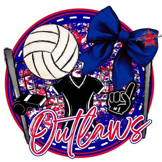 Outlaws Circle Volleyball Frame-Blue & Red