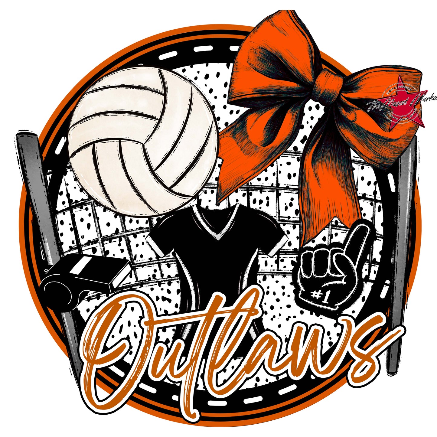 Outlaws Circle Volleyball Frame-Burnt Orange