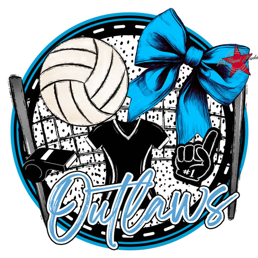 Outlaws Circle Volleyball Frame-Carolina Blue