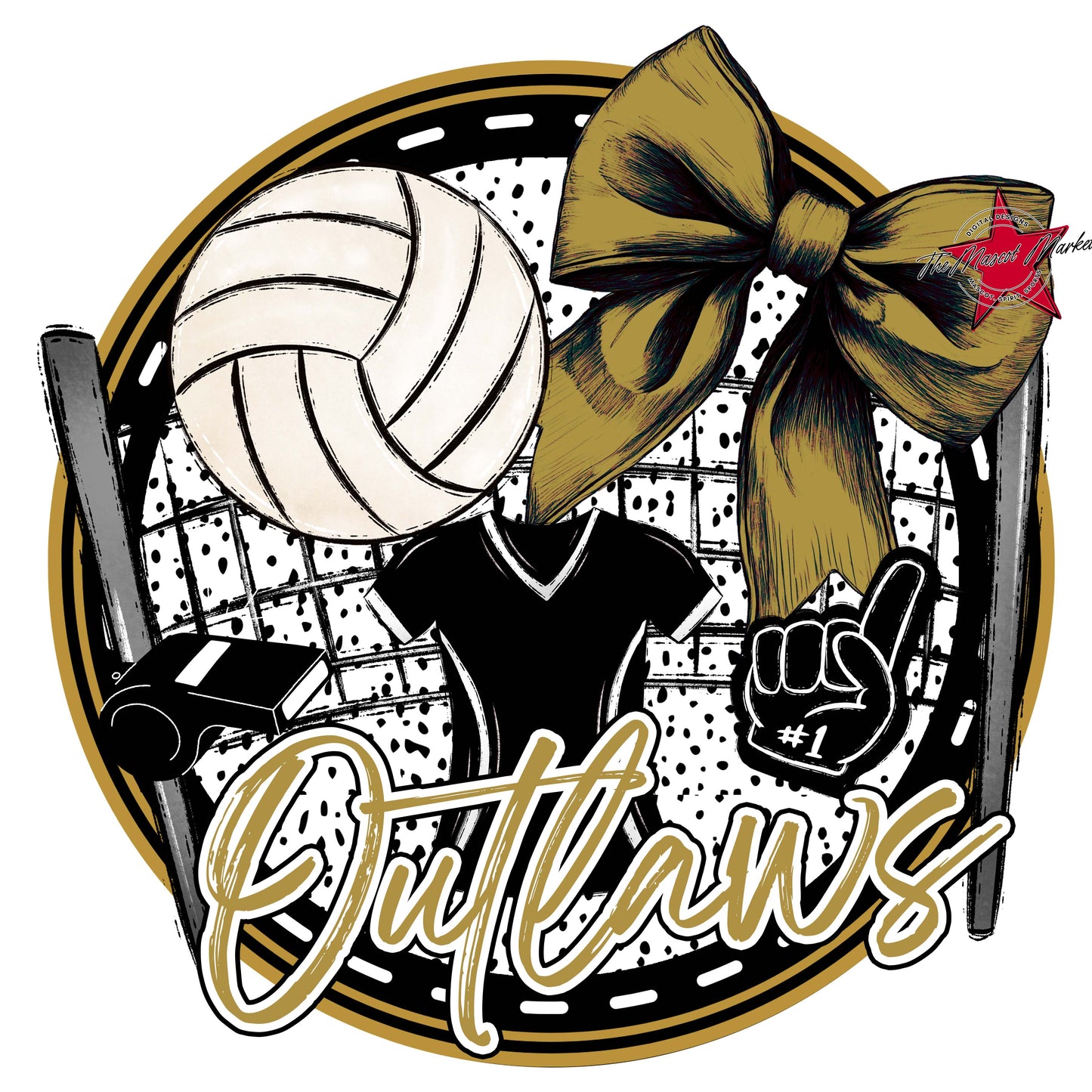 Outlaws Circle Volleyball Frame-Gold