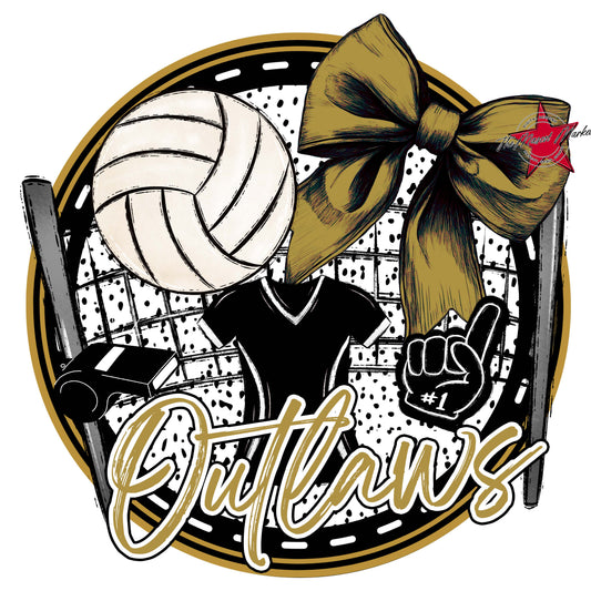 Outlaws Circle Volleyball Frame-Gold