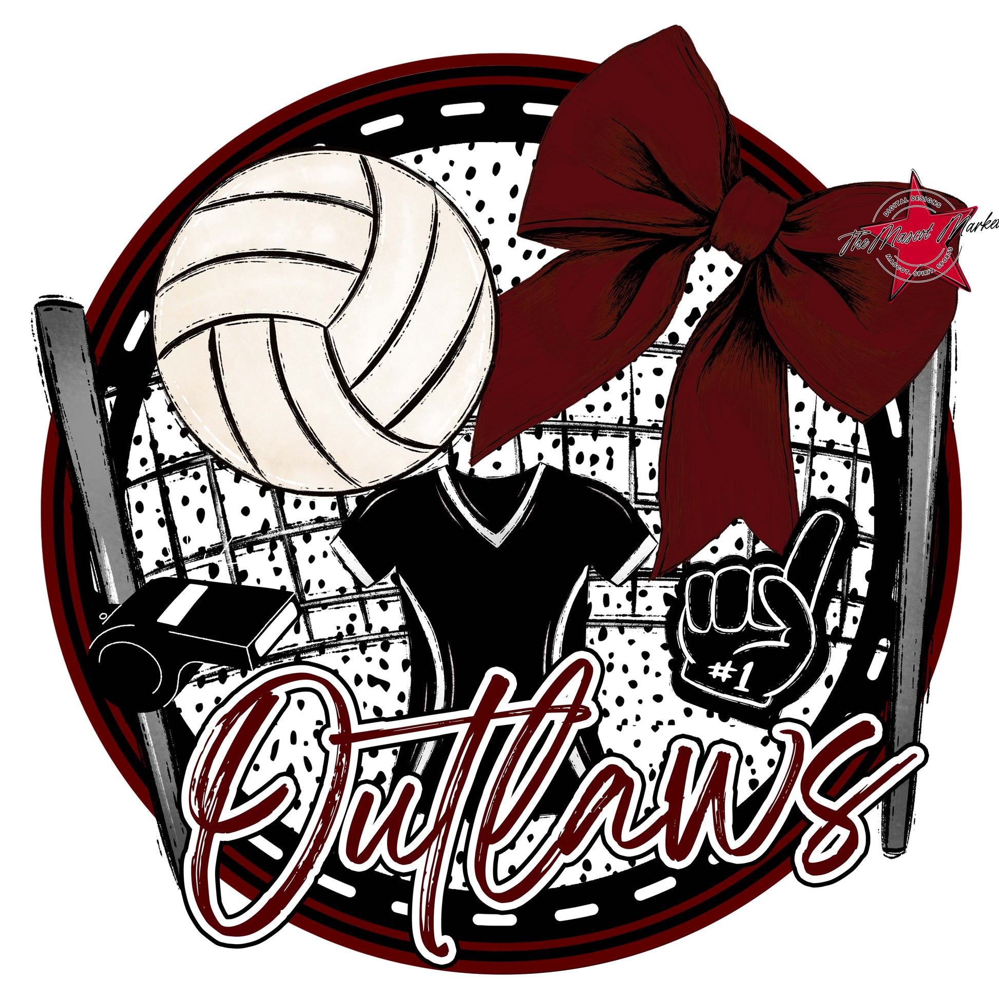 Outlaws Circle Volleyball Frame-Maroon