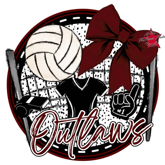 Outlaws Circle Volleyball Frame-Maroon