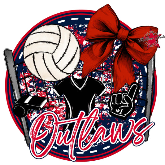 Outlaws Circle Volleyball Frame-Navy & Red