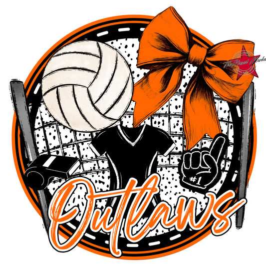 Outlaws Circle Volleyball Frame-Orange