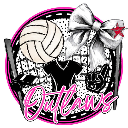 Outlaws Circle Volleyball Frame-Pink