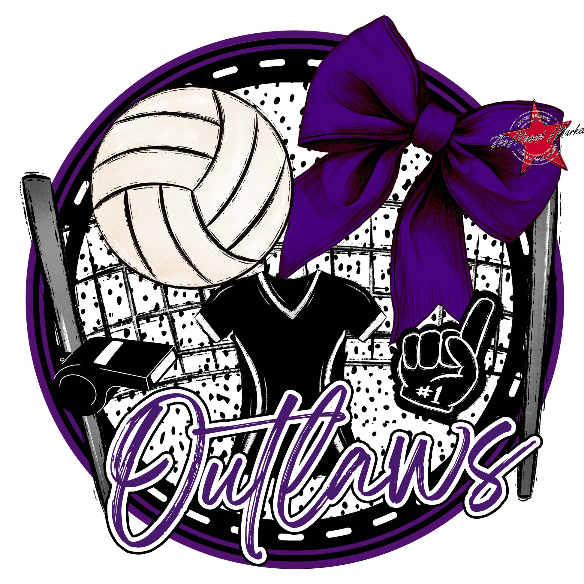 Outlaws Circle Volleyball Frame-Purple