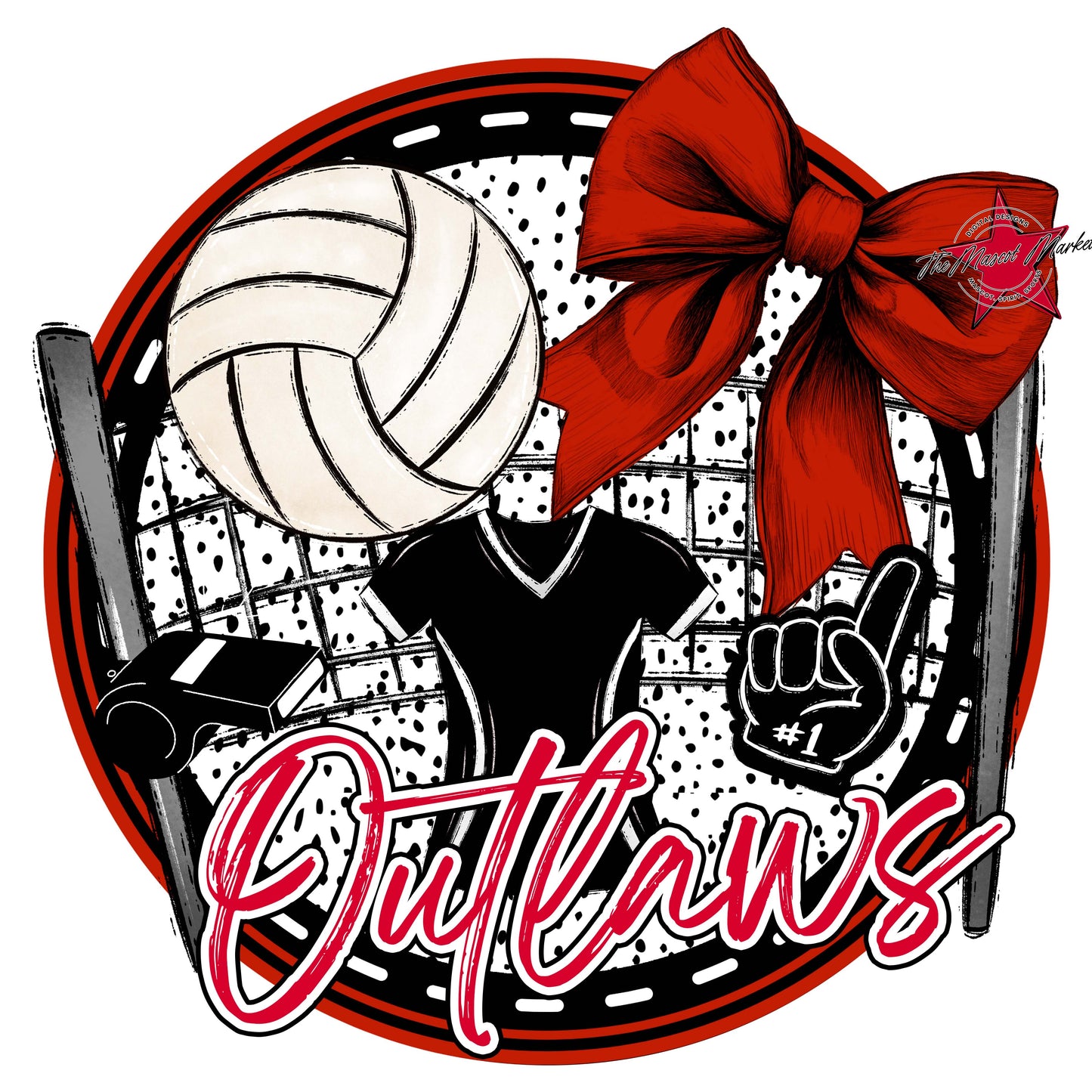Outlaws Circle Volleyball Frame-Red