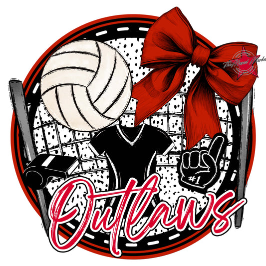 Outlaws Circle Volleyball Frame-Red