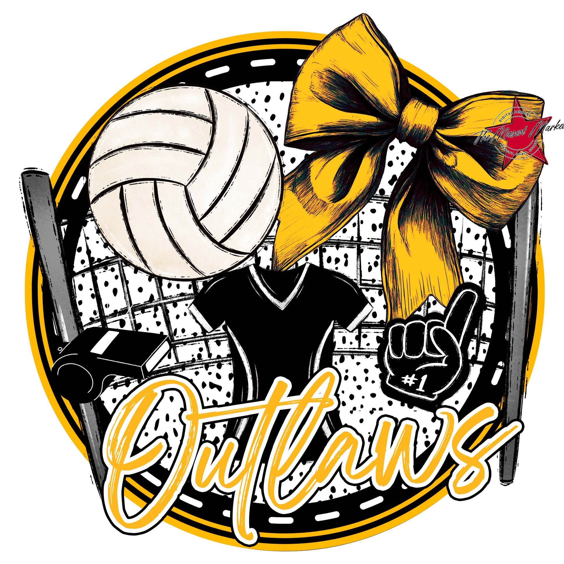 Outlaws Circle Volleyball Frame-Yellow