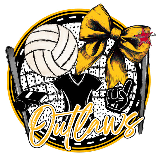Outlaws Circle Volleyball Frame-Yellow