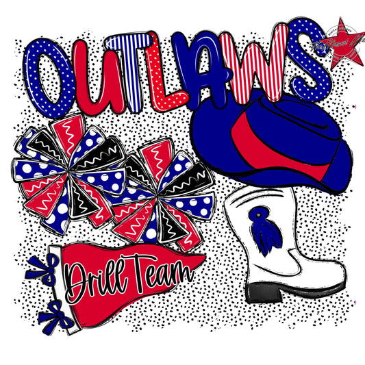 Outlaws Drillteam Spirit-Blue & Red