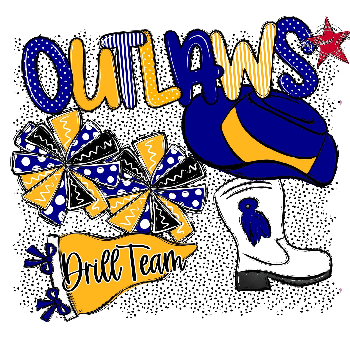 Outlaws Drillteam Spirit-Blue & Yellow