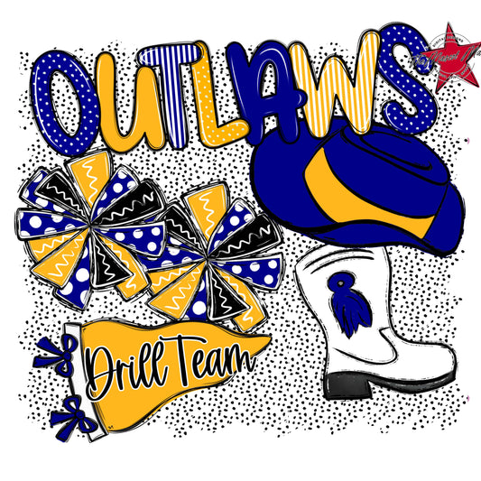 Outlaws Drillteam Spirit-Blue & Yellow
