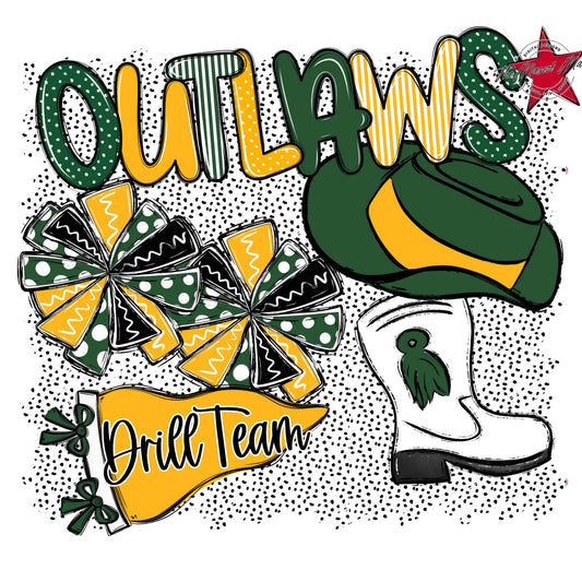 Outlaws Drillteam Spirit-Green & Yellow