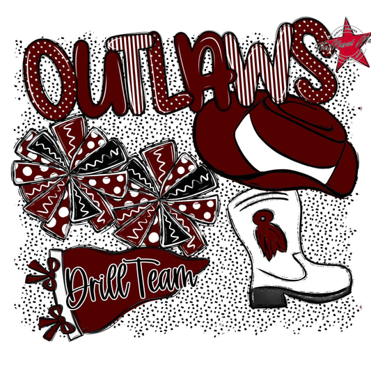 Outlaws Drillteam Spirit-Maroon