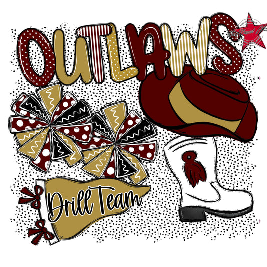 Outlaws Drillteam Spirit-Maroon & Gold