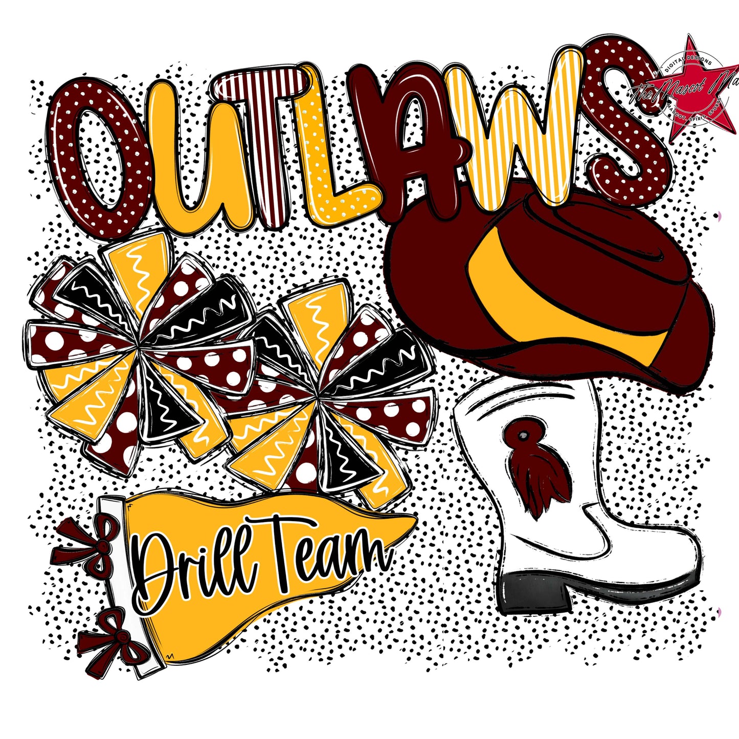 Outlaws Drillteam Spirit-Maroon & Yellow