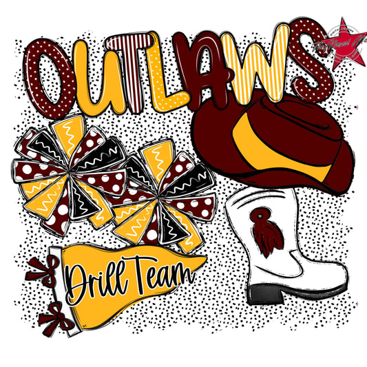 Outlaws Drillteam Spirit-Maroon & Yellow