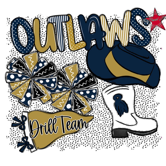Outlaws Drillteam Spirit-Navy & Gold