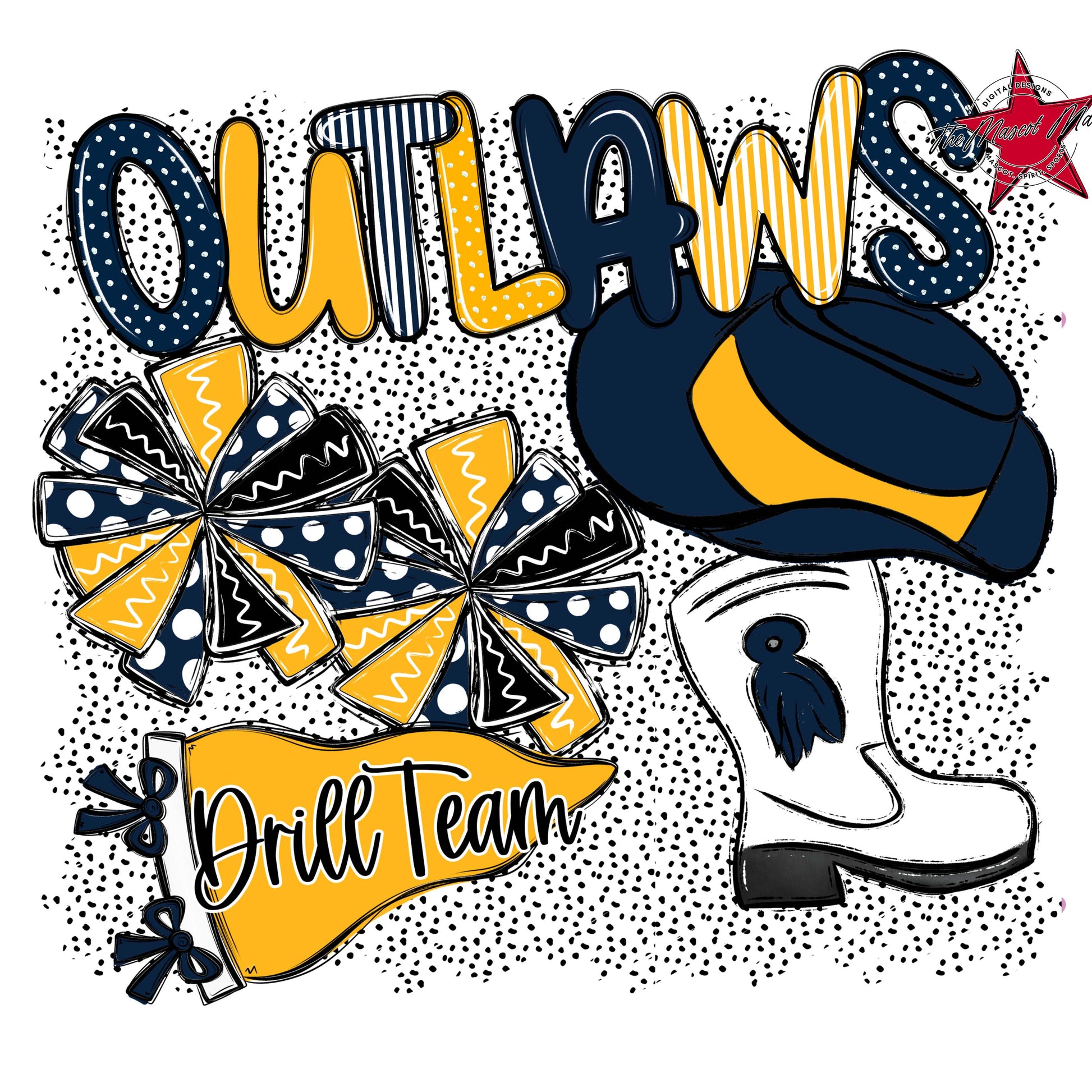Outlaws Drillteam Spirit-Navy & Yellow