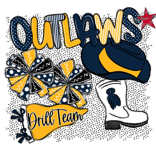 Outlaws Drillteam Spirit-Navy & Yellow