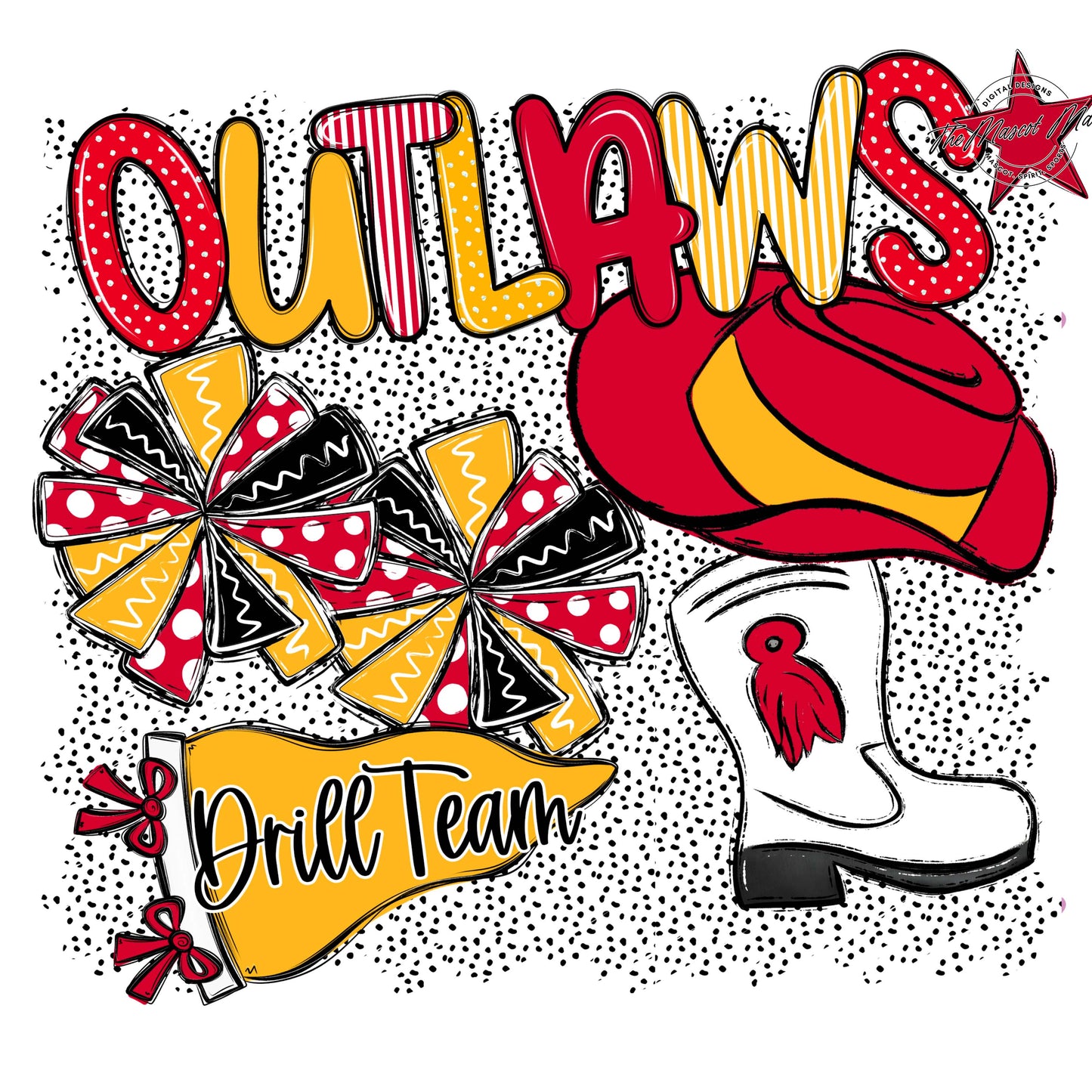 Outlaws Drillteam Spirit-Red & Yellow