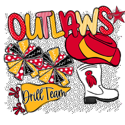 Outlaws Drillteam Spirit-Red & Yellow
