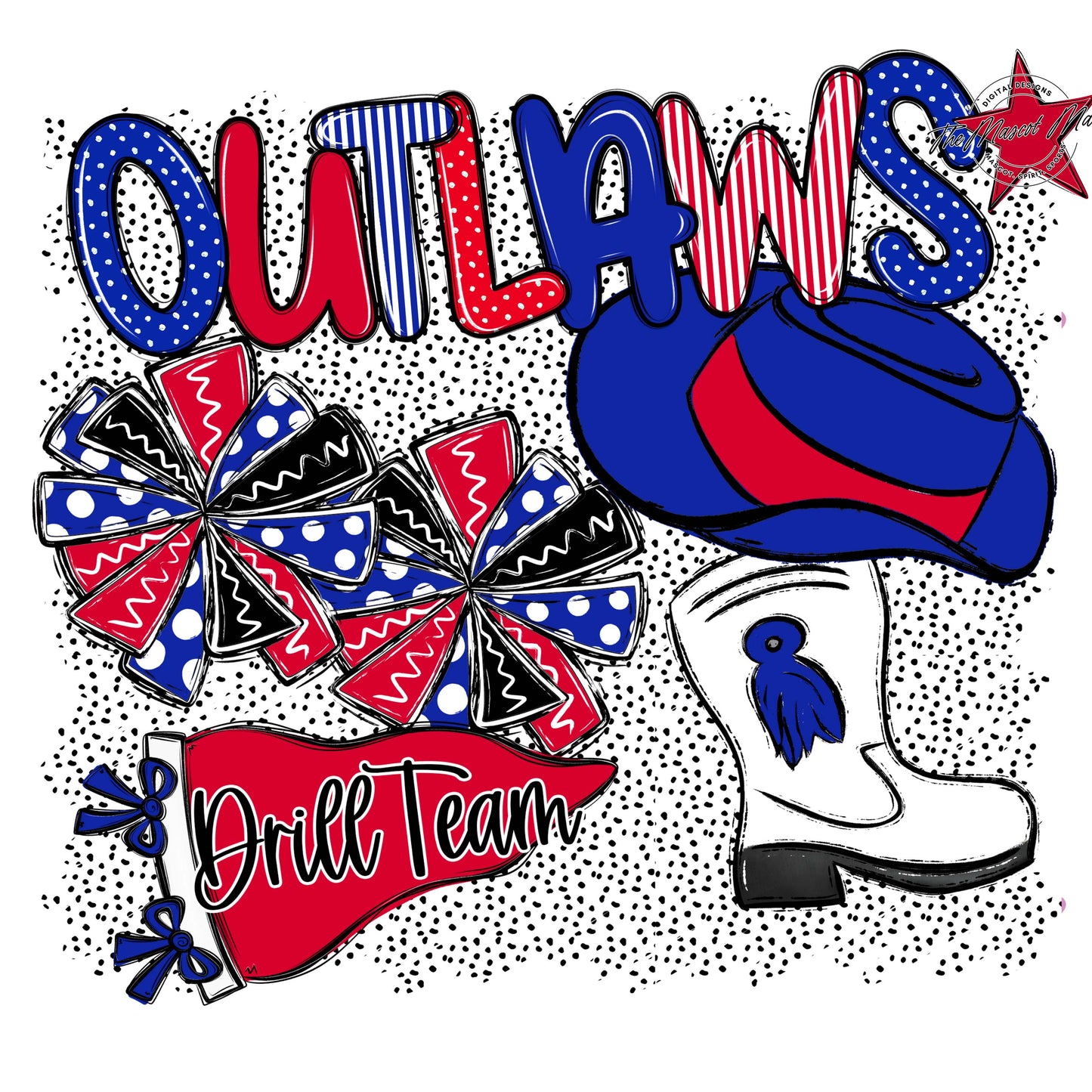 Outlaws Drillteam Spirit-Royal Blue & Red
