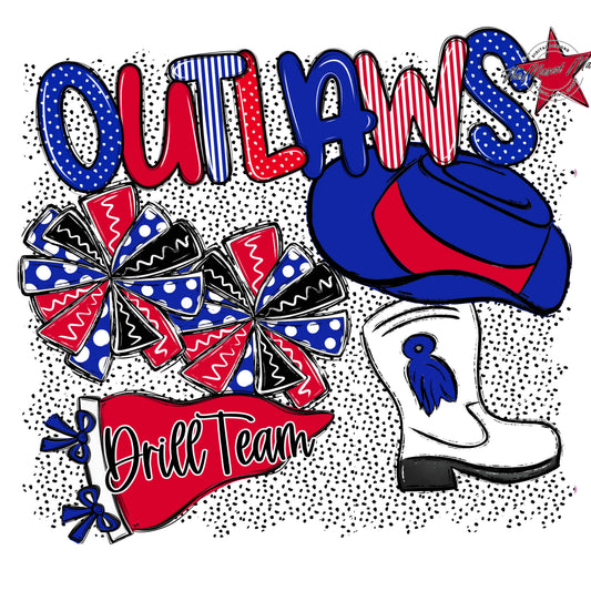 Outlaws Drillteam Spirit-Royal Blue & Red