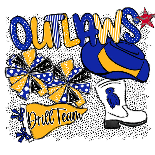 Outlaws Drillteam Spirit-Royal Blue & Yellow