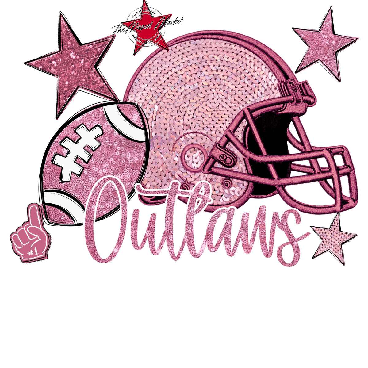 Outlaws Football Embroidered Sequins Design-Pink Out