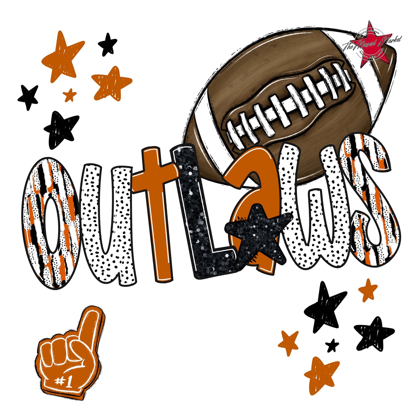 Outlaws Football Scrape-Burnt Orange