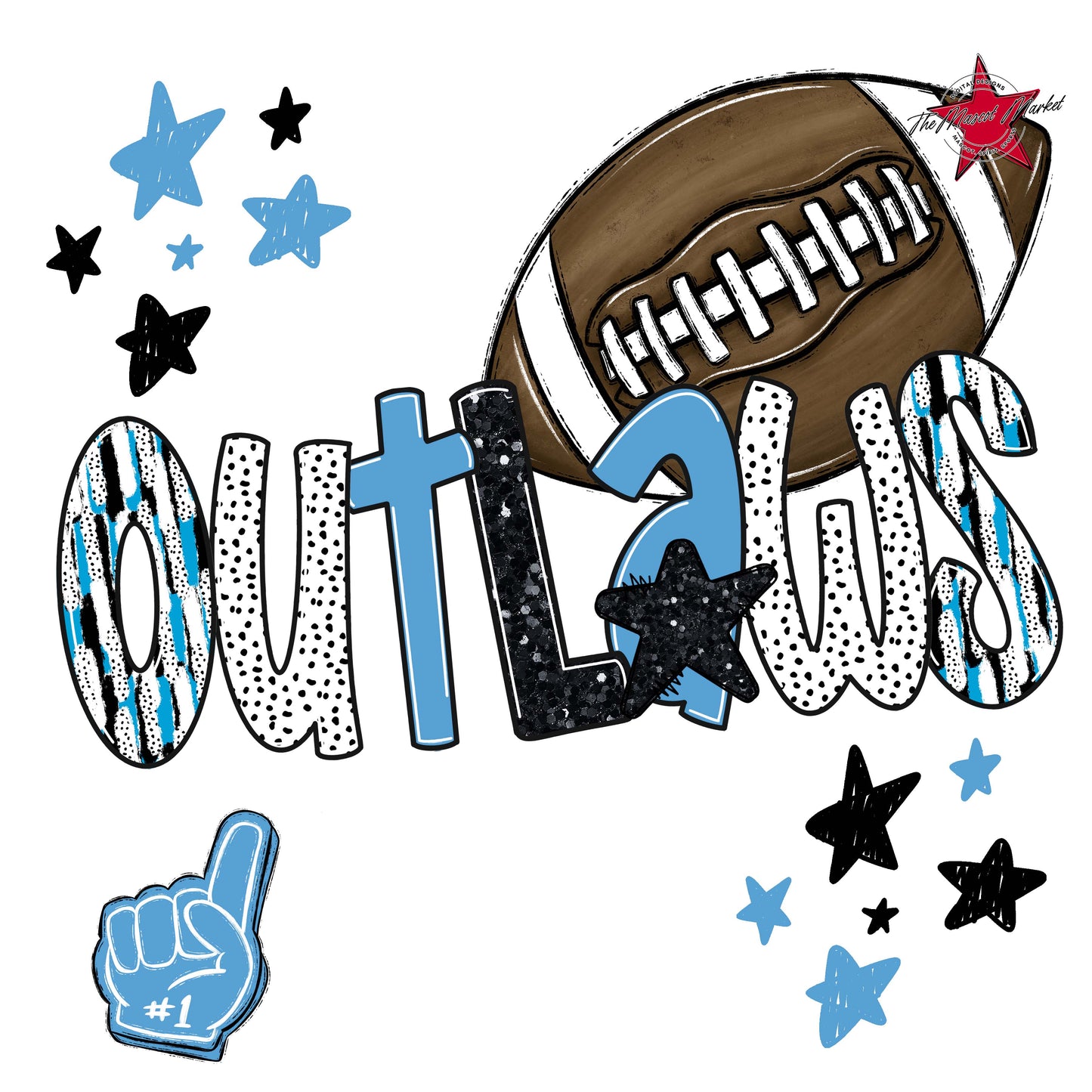 Outlaws Football Scrape-Carolina Blue