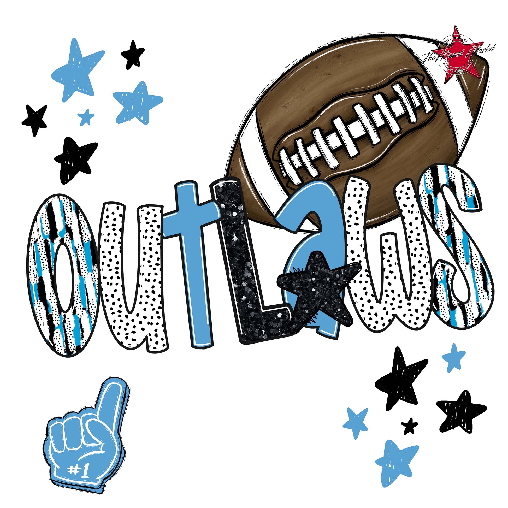 Outlaws Football Scrape-Carolina Blue