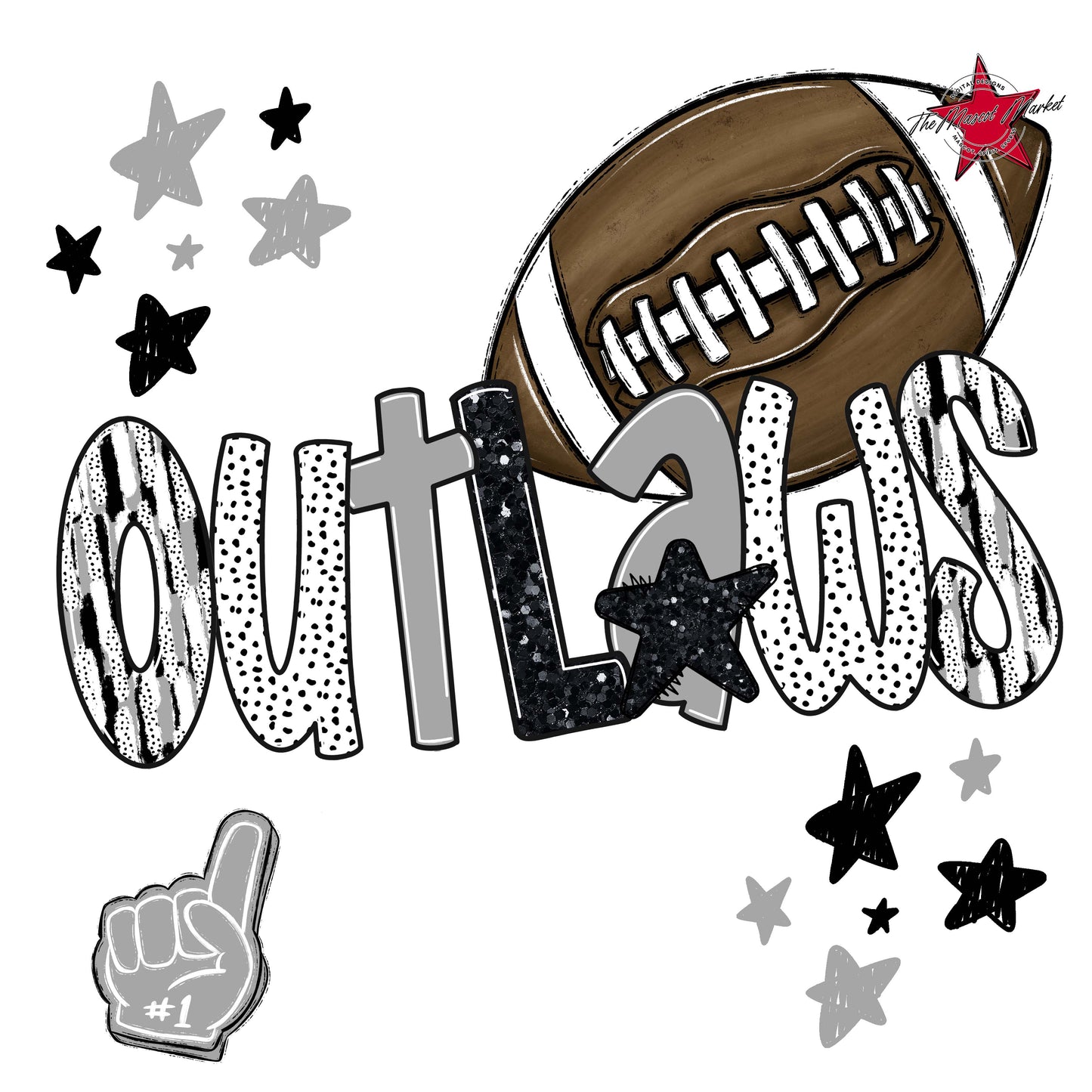 Outlaws Football Scrape-Grey