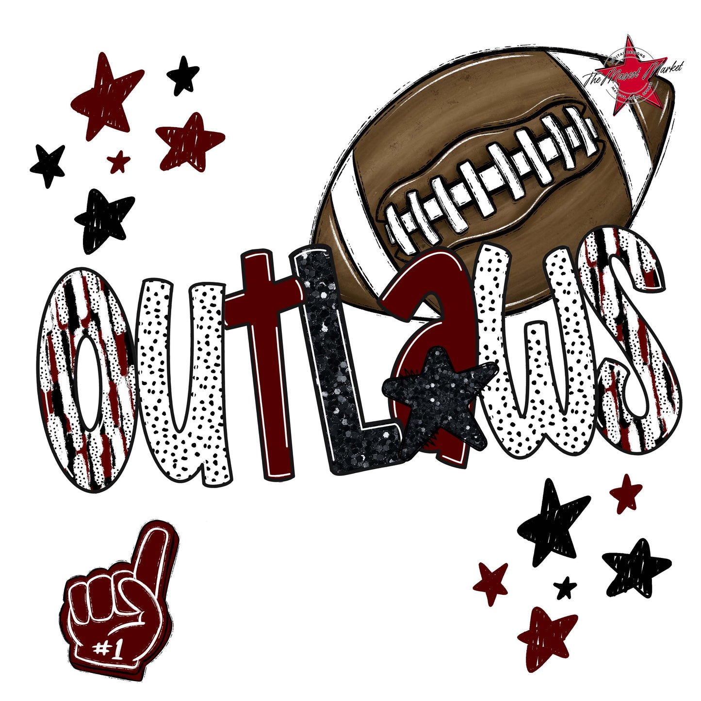 Outlaws Football Scrape-Maroon