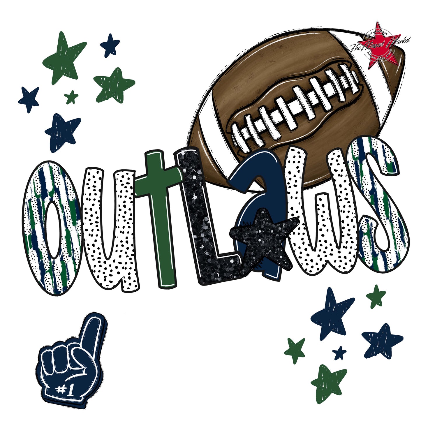 Outlaws Football Scrape-Navy & Green